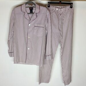 Hanes Classics Red and White Striped Cotton Poly Pajamas set size small